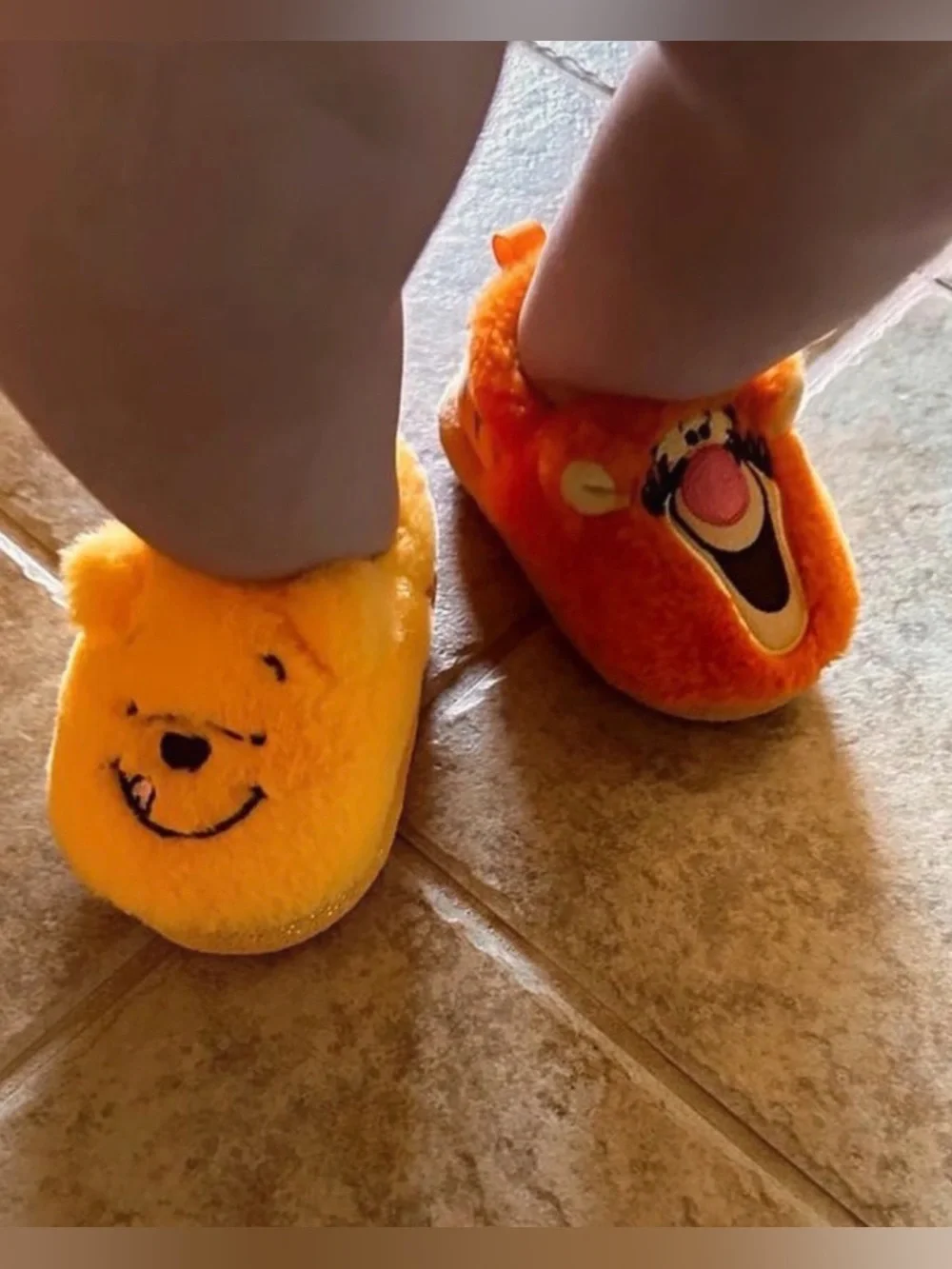 Disney Baby Plush Winnie the Pooh & Tigger Slippers - Yellow & Orange